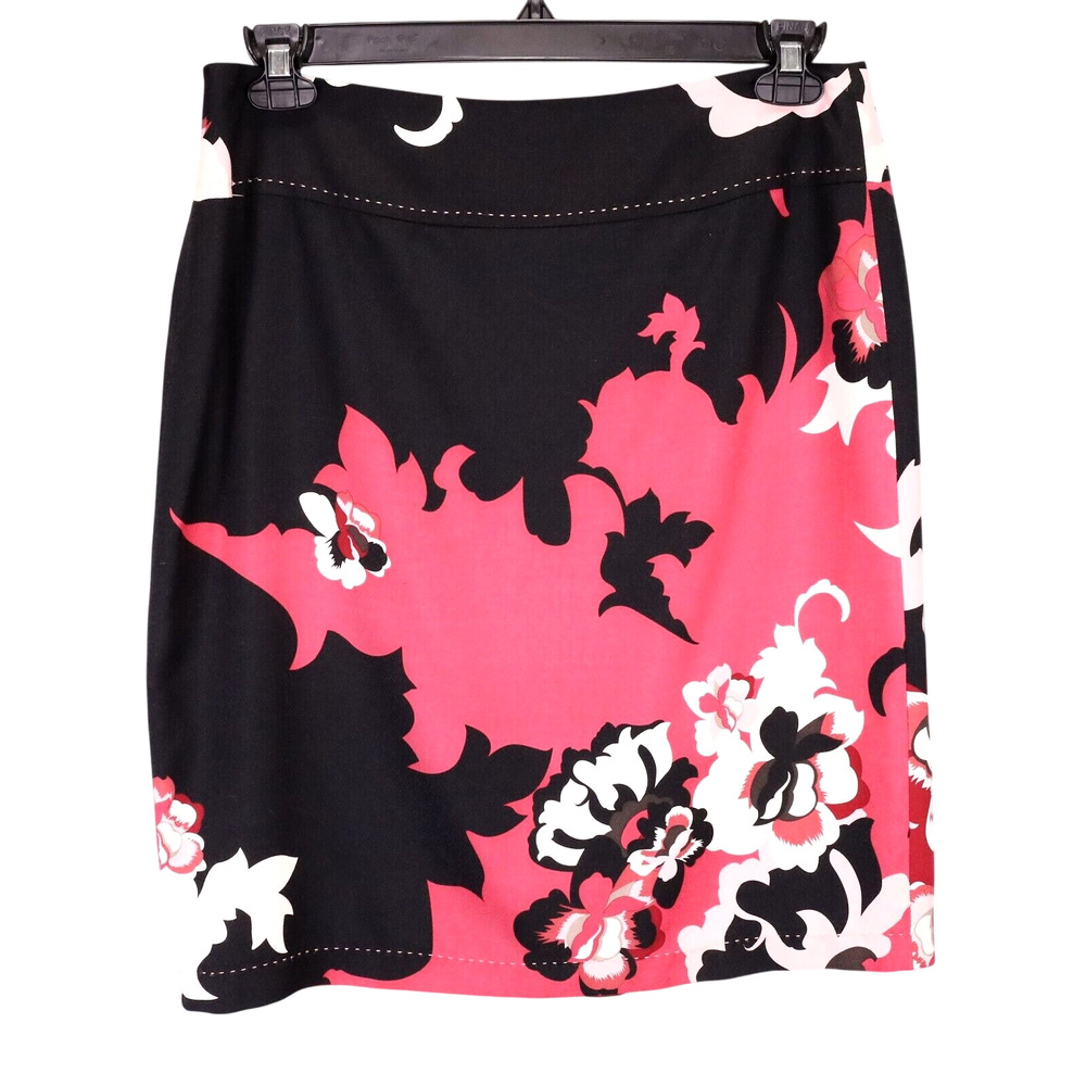 Elie Tahari Skirt Womens 10 Black Pink Silk Wool Lined Pencil Felicia New